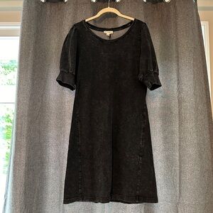 Acid Washed Scoop Neck Tshirt Dress
